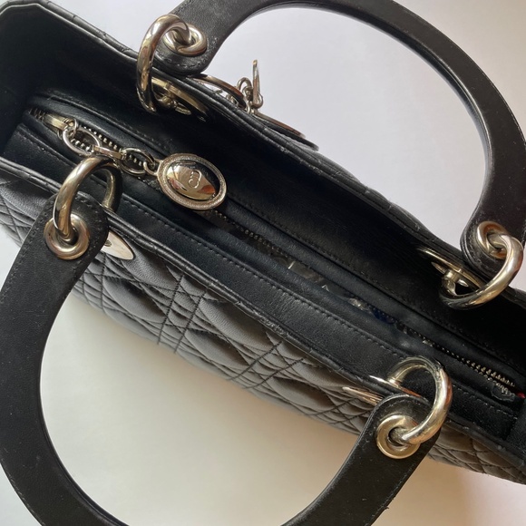 CHRISTIAN DIOR Black Medium Cannage Lady Dior Bag - Picture 14 of 15